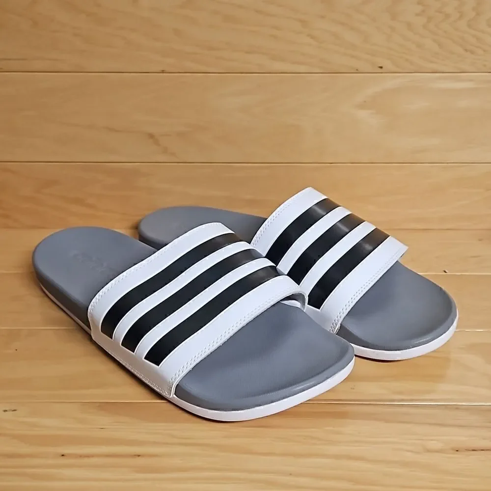 Adidas Adilette Comfort Slide Sandal White Black Grey Mens Shoe GZ5895